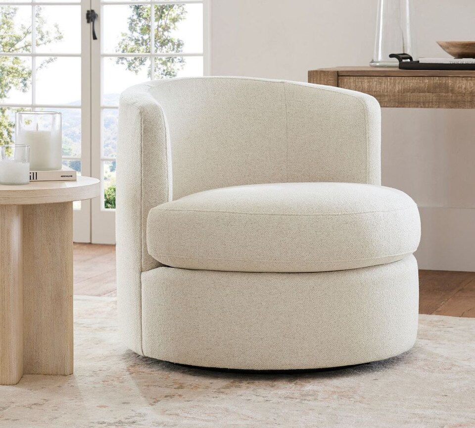 Balboa Upholstered Swivel Armchair Pottery Barn Australia